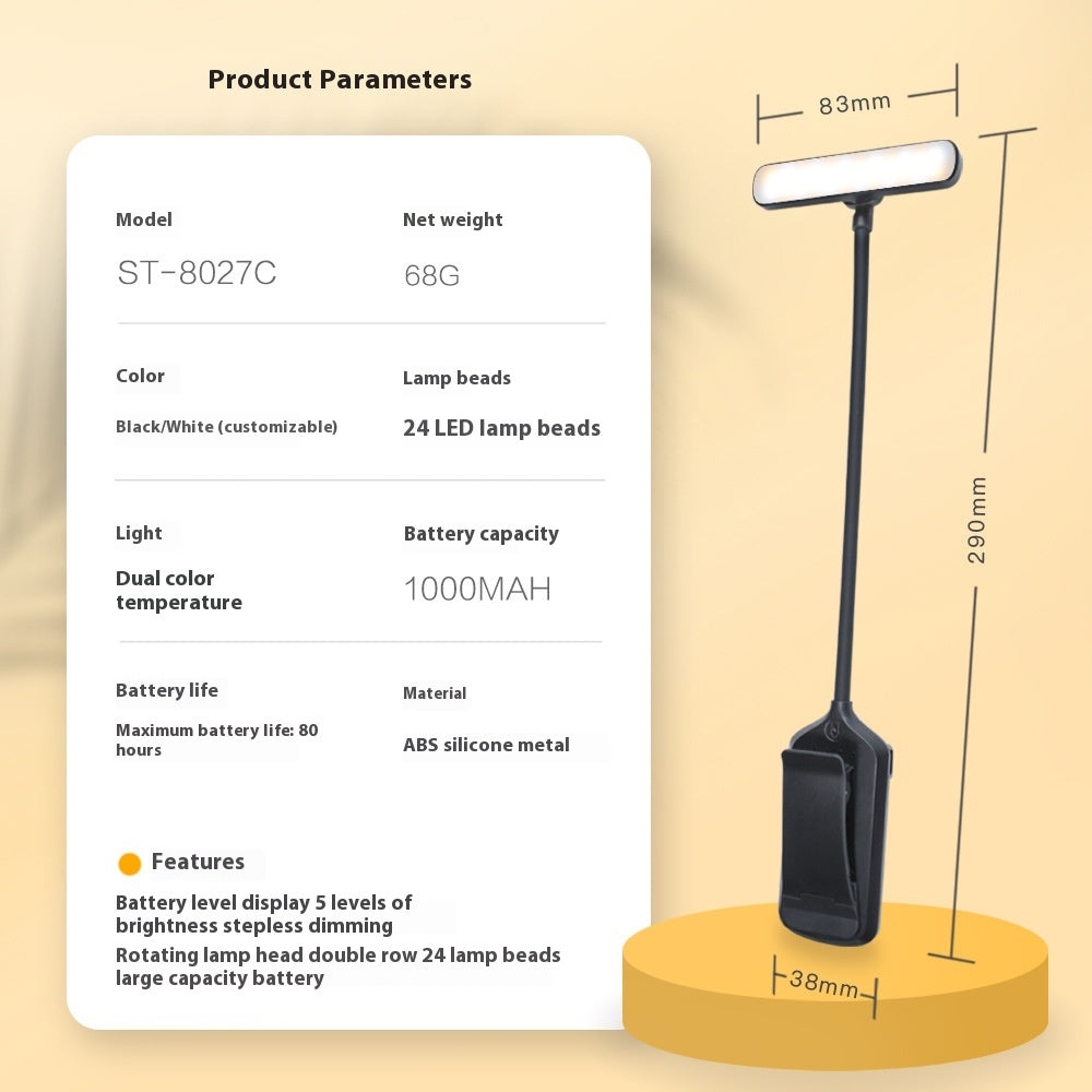 Lámpara de lectura LED Giratoria con Clip - Luz Inteligente para tu Espacio