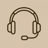 Icono grande de atención al cliente sobre fondo beige D8C7B5