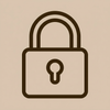 Icono grande de candado sobre fondo beige D8C7B5