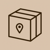 Icono grande de envío con seguimiento sobre fondo beige D8C7B5